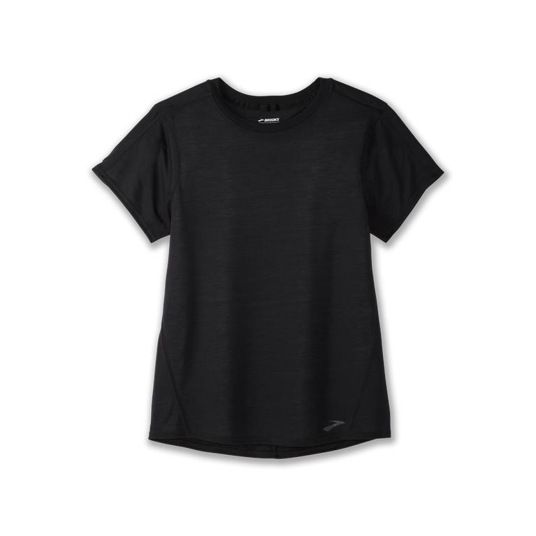 Brooks Distance Short Sleeve Running Shirt - Women's - Black (24876-NXEF)